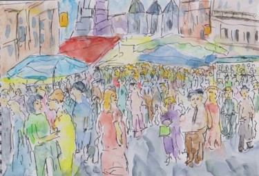 Peinture intitulée "Braderie de Lille" par Masmoulin, Œuvre d'art originale