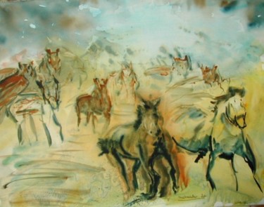 Peinture intitulée "Chevauchée sauvage" par Masmoulin, Œuvre d'art originale