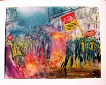 Peinture intitulée "Manif" par Masmoulin, Œuvre d'art originale