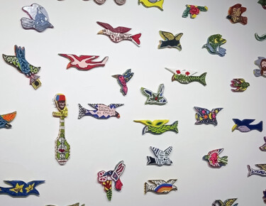 纺织艺术 标题为“Oiseau pour les spr…” 由Mauricio Masoli, 原创艺术品, 丙烯