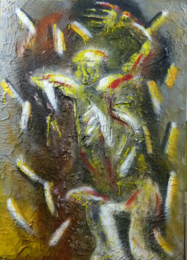 Peinture intitulée "benares-cremation.j…" par Massala, Œuvre d'art originale, Bombe aérosol