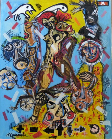 Peinture intitulée "carnaval-de-kourou-…" par Massala, Œuvre d'art originale, Acrylique