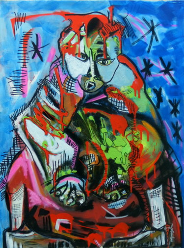Peinture intitulée "vieux-comedien-du-t…" par Massala, Œuvre d'art originale, Bombe aérosol