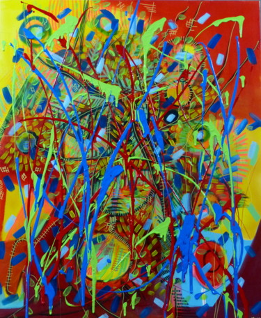 Peinture intitulée "dans-les-meandres-d…" par Massala, Œuvre d'art originale, Acrylique