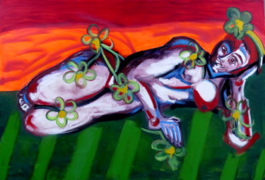 Peinture intitulée "femme-allongee.jpg" par Massala, Œuvre d'art originale