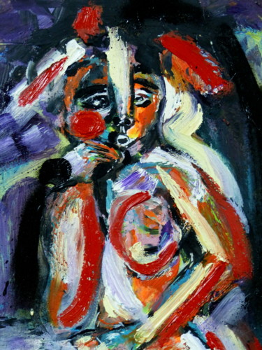 Peinture intitulée "jeune-fille-aux-pom…" par Massala, Œuvre d'art originale