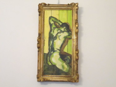 Painting titled "Nudo maschile verde" by Luciana Lorella Massarotto, Original Artwork