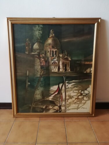 Painting titled "Veduta di San Pietro" by Massimiliano Palombi, Original Artwork, Oil Mounted on Glass