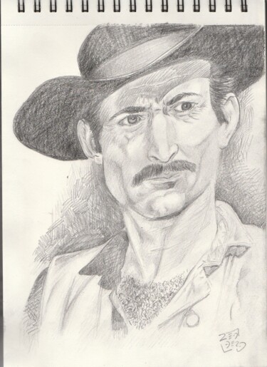 Drawing titled "portrait de Lee van…" by Massimo Armillei, Original Artwork, Pencil