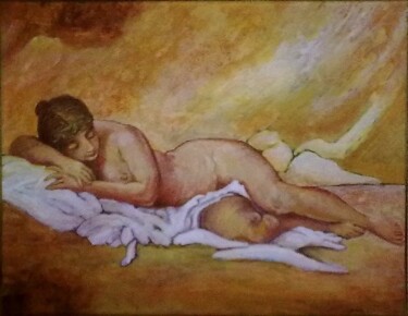 Pittura intitolato "La dormiente" da Massimo D. Zilioli, Opera d'arte originale, Olio