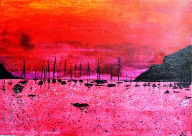 Pittura intitolato "porto-rosso" da Massimo D'Angelo, Opera d'arte originale