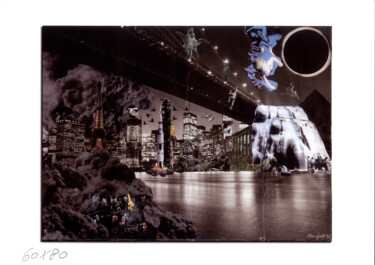 Collages titulada "Dark Side Of The Mo…" por Massimo Fedele, Obra de arte original, Collages Montado en Panel de madera