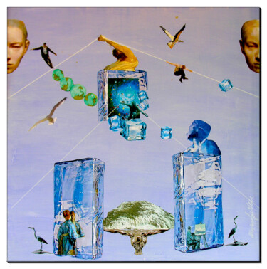 Collages titulada "Ghiacci" por Massimo Fedele, Obra de arte original, Collages Montado en Panel de madera