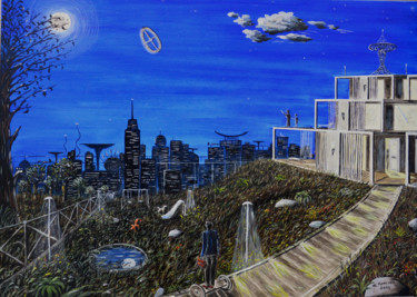 Pittura intitolato "Panorama dalla Terra" da Massimo Mancuso, Opera d'arte originale, Olio Montato su Telaio per barella in…