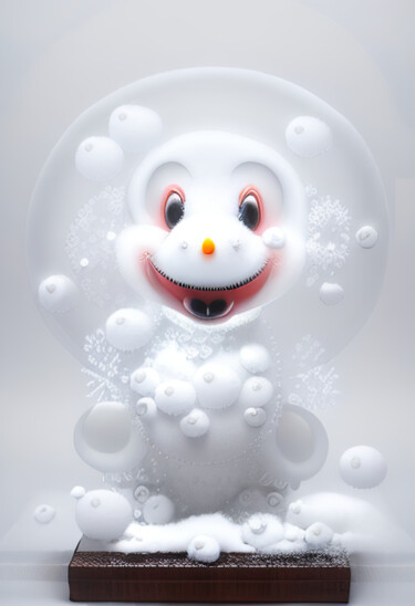 Digitale Kunst getiteld "Snow Cute" door Massimo Naibo, Origineel Kunstwerk, AI gegenereerde afbeelding