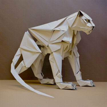 Digitale Kunst getiteld "Origami-Style Panth…" door Massimo Naibo, Origineel Kunstwerk, AI gegenereerde afbeelding