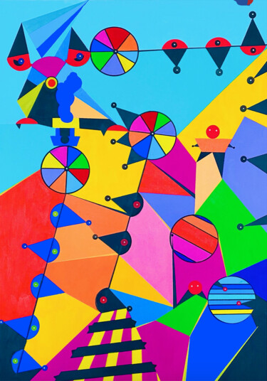 Painting titled "Luna Park" by Massimo Zerbini, Original Artwork, Acrylic
