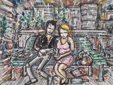 Painting titled "Coppia  -  A couple" by Massimo Costantini, Original Artwork
