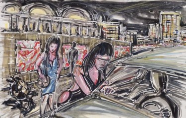 Painting titled "Prostitute - Street…" by Massimo Costantini, Original Artwork