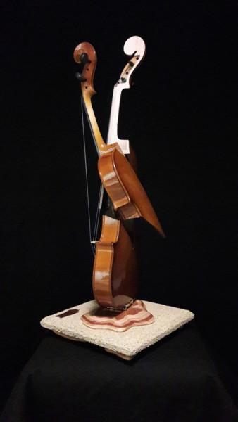 Sculpture titled "Violonshock" by Massimo Iacovelli, Original Artwork, Wood