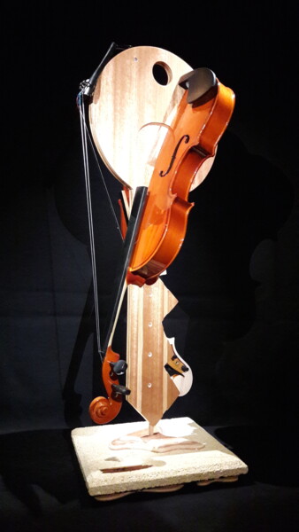 Sculpture titled "Chiave di Violino" by Massimo Iacovelli, Original Artwork, Wood