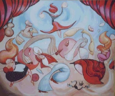 Pittura intitolato "Festa" da Massimo Morlando, Opera d'arte originale, Olio