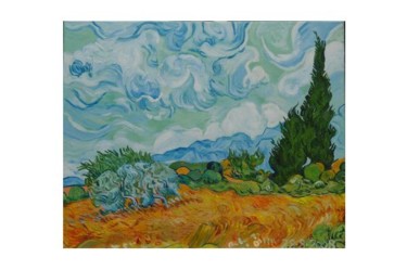 Pittura intitolato ""Campo di grano con…" da Massimo Morlando, Opera d'arte originale