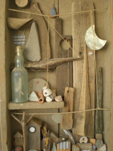 Scultura intitolato "legno oggetti vari-…" da Massimo Piunti, Opera d'arte originale