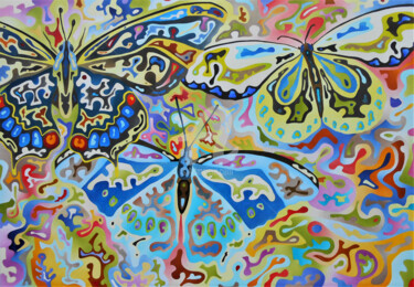 Painting titled "Butterflies" by Massimo Rubbi, Original Artwork, Oil