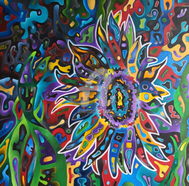 Schilderij getiteld "Il Girasole (N.2)" door Massimo Rubbi, Origineel Kunstwerk, Olie