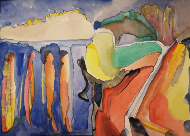 Painting titled "mOn ImAginaire" by Stéphane Massoutier, Original Artwork, Watercolor