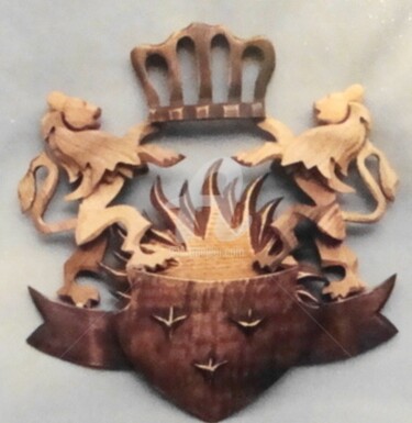 Sculpture titled "Emblem" by Angel Dobrev, Original Artwork, Wood