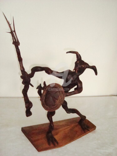 Sculpture titled "Soldier of Darkness…" by Angel Dobrev, Original Artwork, Wood