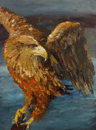 Painting titled "Орел" by Yuliya Hmeleva, Original Artwork, Oil