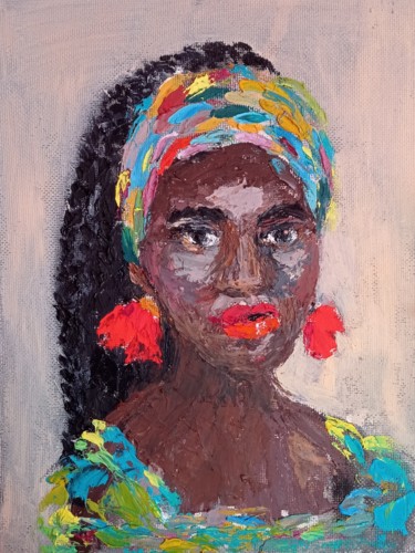 Картина под названием "Африканка" - Yuliya Hmeleva, Подлинное произведение искусства, Масло