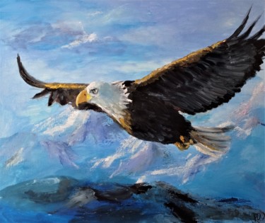 Malerei mit dem Titel "Орел тотем и талисм…" von Yuliya Hmeleva, Original-Kunstwerk, Öl