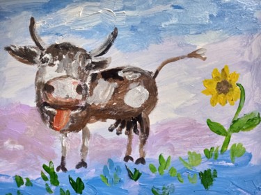Картина под названием "Побег с фермы" - Yuliya Hmeleva, Подлинное произведение искусства, Акрил