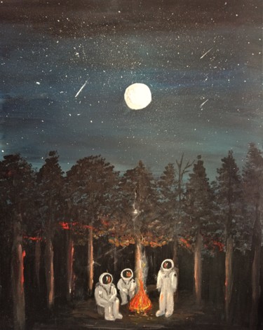 Painting titled "Пикник" by Yuliya Hmeleva, Original Artwork, Acrylic