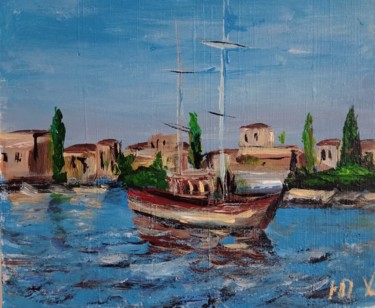 Картина под названием "Средиземное море пе…" - Yuliya Hmeleva, Подлинное произведение искусства, Акрил