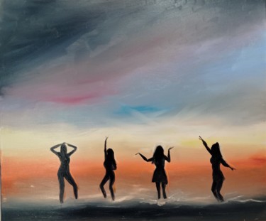 Картина под названием "Танцы на рассвете" - Yuliya Hmeleva, Подлинное произведение искусства, Масло