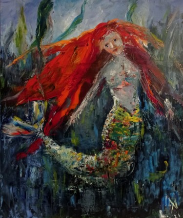Painting titled "Русалка" by Yuliya Hmeleva, Original Artwork, Oil
