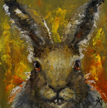Pittura intitolato "Год кролика" da Yuliya Hmeleva, Opera d'arte originale, Olio
