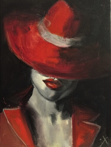 Pintura titulada "Дама в красном" por Yuliya Hmeleva, Obra de arte original, Oleo
