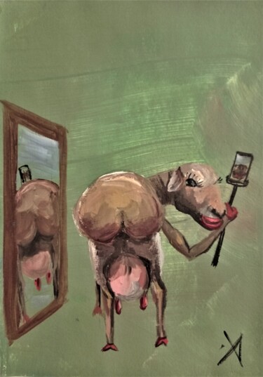 Картина под названием "Красотка" - Yuliya Hmeleva, Подлинное произведение искусства, Масло