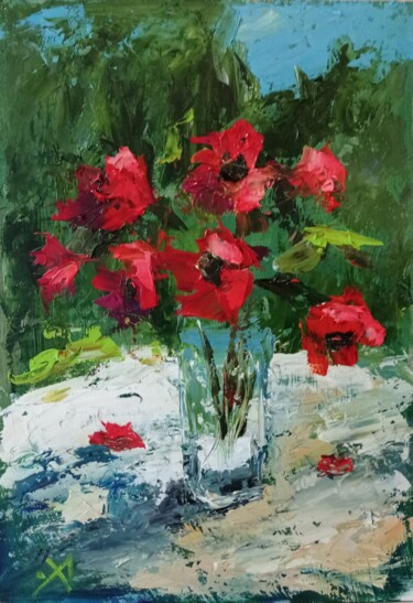 Malarstwo zatytułowany „Весенние цветы” autorstwa Yuliya Hmeleva, Oryginalna praca, Olej