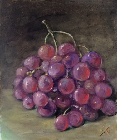 Pintura intitulada "Розовый виноград" por Yuliya Hmeleva, Obras de arte originais, Óleo