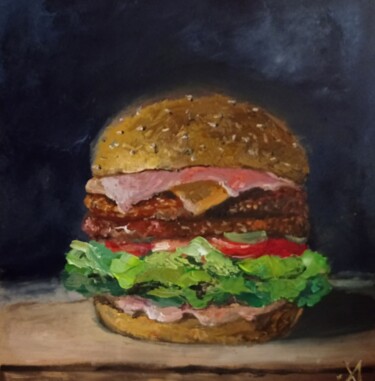 Картина под названием "Бургер" - Yuliya Hmeleva, Подлинное произведение искусства, Масло