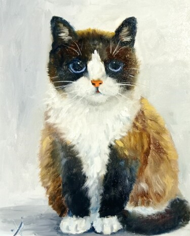 Картина под названием "Кошечка" - Yuliya Hmeleva, Подлинное произведение искусства, Масло
