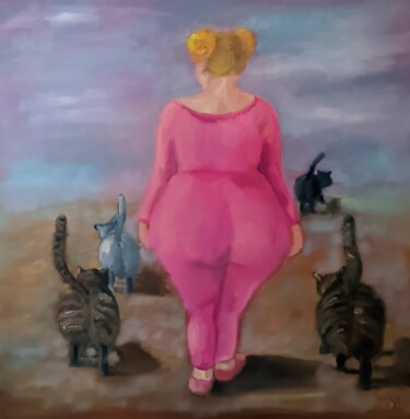 Картина под названием "Барби в раю" - Yuliya Hmeleva, Подлинное произведение искусства, Масло