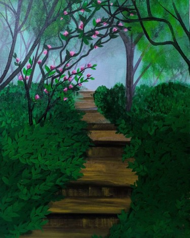Painting titled "The Woods" by Heya Masuka Nourin, Original Artwork, Acrylic
